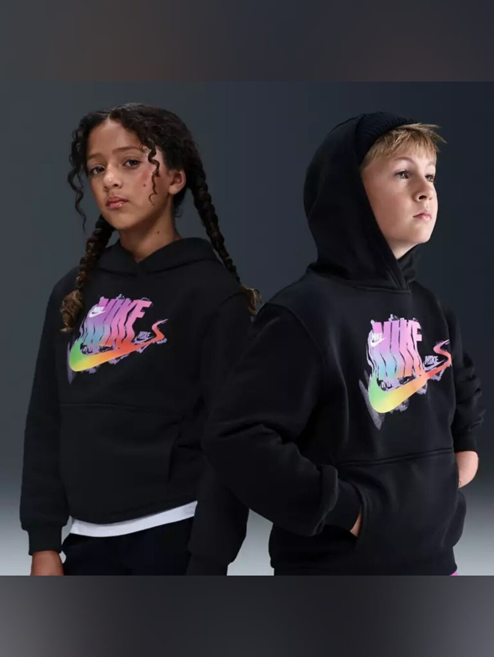 NWT Nike Kids' Sportswear Club Fleece Glitch Hoodie, Size S